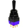 Toggle switch, metal, 2 pole, latching, On-Off-On, 4 A/30 VDC, silver-plated, 12149AGX408