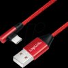 CU0146 Sync and charging cable, USB-A -> C, 1.0 m, angled, cotton, red