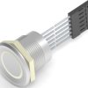 Vandal-proof pushbutton, 1 pole, silver, illuminated  (RGB), 1 A/24 VDC, mounting Ø 19.2 mm, IP68, 2342840-3