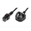 IEC Lock PC1214 UK Plug (13A Fused) to C19 IEC Lock H05VV-F 2m Black