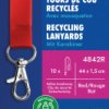 4842R Lanyard, 440 x 15 mm, red, 10 pieces