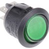 Przełącznik kołyskowy Wł.-wył. podświetlany 10 A DPST Zielony IP40 Arcolectric (Bulgin) Ltd