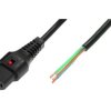 Kabel zasilający do zarobienia 3x1 OPEN/IEC C13 prosty M/Ż czarny IEC-PC1025 /2m/