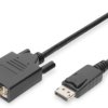 Adapter cable, 3 m, black, DisplayPort 1.1a plug, straight to DVI-D plug (24+1), AK-340301-030-S