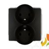 DECO Gniazdo podwójne z uziemieniem do ramki (przesłony torów prądowych) czarny mat 12DGPR-2zp KARLIK