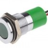 Lampka kontrolna do montażu panelowego 12V dc, zielona 14mm LED Chrom Wyprowadzenia RS PRO