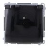 Simon Basic Gniazdo wtyczkowe z uziem., z przesł. torów prąd, IP44 (moduł) zaciski śrubowe klapka transp. czarny BMGZ1BZ.01/49A