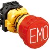 Emergency stop, turn/pull release, mounting Ø  22 mm, unlit, 250 V, 4 Form B (N/C), XW1E-BV404MFRH-EMO