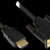 GC-M0012 HDMI 19pol male > DVI-D 24+1 male, black, 5m