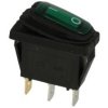 Przełącznik; klawiszowy (kołyskowy); A-604/G; ON-OFF; 1 tor; zielony; podświetlenie LED 12-24V; zielony; bistabilny; konektory 6