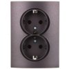 LOGI Gniazdo podwójne 2x2P+Z Schuko kompletne śrubowe 16A 250V Grafit 25272