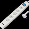 NV58-1,5WL Power strip, 5-way, 2x USB, white, 1,5 m