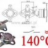 Termostat bimetaliczny 250VAC 10A 140°C poziomy NO