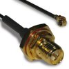 Coaxial cable, SMA jack (straight) to AMC plug (angled), 50 Ω, 1.13 mm micro cable, grommet black, 300 mm, 336306-12-0300