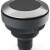 Pushbutton, illuminable, groping, 1 Form A (N/O), waistband round, black, front ring stainless steel, mounting Ø 30.3 mm, 1.11.0