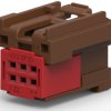 Socket, 6 pole, straight, 2 rows, brown, 1-1411325-3