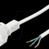Mains cable, 1.5 m, white, straight plug