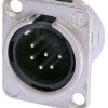 XLR panel plug, 6 pole, silver-plated, 1.0 mm², AWG 18, zinc die casting, NC6MD-L-1