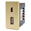 Moduł 1/2 - ładowarka USB 20W super fast USB A+C złoty, kompatybilny z ramkami Tawoia Glass