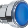 Pushbutton, illuminable, groping, waistband round, blue, front ring silver, mounting Ø 22 mm, ZB4BW363