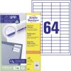 Avery-Zweckform 3667 Etykieta uniwersalna 48.5 x 16.9 mm Papier biały 6400 szt. Trwały Drukarka atramentowa, Drukarka La
