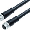 Sensor actuator cable, M12-cable socket, straight to M12-cable socket, straight, 4 pole, 2 m, PUR, black, 12 A, 77 0630 0629 507
