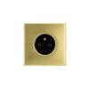 Gniazdko elektryczne czarne pojedyncze ramka stal szczotkowana PVD Brass GN-SNPBR01C