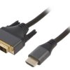 Kabel DVI-D (18+1) wtyk,HDMI wtyk, tekstylny, 4K,UHD 2160p, dł. przewodu: 1,8m CC-HDMI-DVI-4K-6