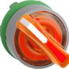 Toggle switch, 2 positions, illuminable, groping, waistband round, orange, front ring gray, 90°, mounting Ø 22 mm, ZB5AK1453C0