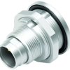 Panel plug, 2 pole, solder connection, screw locking, straight, 09 0403 80 02