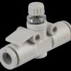 One-way throttle valve, straight, R1/8 <> 6 mm