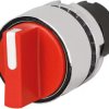 Toggle switch, 2 switching positions, unlit, latching, waistband round, red/white, front ring silver, 90°, mounting Ø 22.3 mm, 4