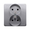 SIMON BASIC Gniazdo podwójne z uziemieniem z ramką zaciski śrubowe inox metalik BMGZ2/21 KONTAKT SIMON