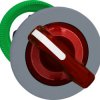 Toggle switch, 2 positions, illuminable, latching, waistband round, red, front ring gray, 90°, mounting Ø 30.5 mm, ZB5FK1243C0