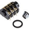 Złącze Jack, RS PRO 6.35 mm Montaż na panelu Stereo Żeńskie Lutowie 3 Czarny 5A