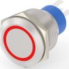 Vandal-proof pushbutton, 1 pole, silver, illuminated  (red), 5 A/250 VAC, mounting Ø 22.2 mm, IP67, 2213772-5