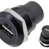 Gniazdo przyłączeniowe USB 2.0 - USB 2.0 do zabudowy na panel czarny
