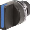 Toggle switch, 5 switching positions, unlit, latching, waistband round, black/blue, front ring black, 39°, mounting Ø 22.3 mm, 4