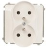 Simon Basic Gniazdo podwójne z/u 16A IP20 z przesłoną torów białe BMGZ2Mz.01/11