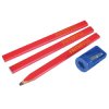 Faithfull FAICPSHARP Carpenter's Pencils Red (Pack 3 + Sharpener)