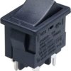 Rocker switch, black, 2 pole, On-Off, off switch, 10 (4) A/250 VAC, 6 (4) A/250 VAC, IP40, unlit, unprinted, 1858.2202