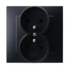 SZAFIR Gniazdo podwójne z uziemieniem kompletne z ramką czarny metalik GP-2ZZ/33