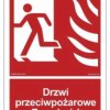 ZNAK - BB011 Drzwi przeciwpożarowe Zamykać! Kierunek drogi ewakuacyjnej w lewo 10 x 14,8 cm PN - Płyta 1mm