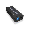 Hub USB 3.2 Gen 1 ICY BOX IB-AC618, 7 Port USB 3.2 Gen 1 Hub mit 1x Tablettladeport, mit 12V 3A Netzteil 7 Portów czarny
