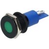 R-TECH 656996 Panel Indicator 14mm Flat 12V Grn Black Plated Brass