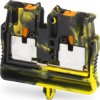2 wire mini through terminal, push-in connection, 0.14-4.0 mm², 1 pole, 24 A, 6 kV, yellow/black, 1073762