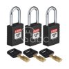 Kłódka LOTO SafeKey nylonowa, szekla stalowa 38 mm, czarna (3 szt.), 150294