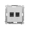SIMON 55 Gniazdo teleinformatyczne RJ45 kat. 5e + telefoniczne RJ12 aluminium mat T5F.01/143 KONTAKT SIMON