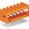 Pin header, 6 pole, pitch 3.81 mm, angled, orange, 734-266