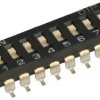 Przełącznik; DIP switch; 8 torów; suwak płaski; DMR-08TT/R; czarny; powierzchniowy (SMD); h=3mm; 25mA; 24V DC; biały; DIP; RoHS
